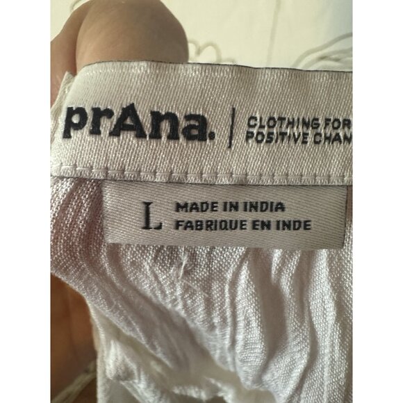 prAna Fernie Wide Leg Jumpsuit Size Large  Swim Cover Up White Modal Gauze NWT - Picture 7 of 8